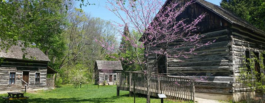 log cabins at Longwoods Road Conservation Area